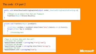 The code : C# part 2
 