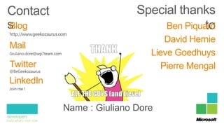 Blog           Ben Piquard
              David Hernie
Mail
           Lieve Goedhuys
Twitter      Pierre Mengal
LinkedIn
 