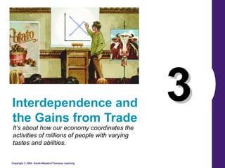 Interdependence and
the Gains from Trade
It’s about how our economy coordinates the
activities of millions of people with varying
tastes and abilities.

Copyright © 2004 South-Western/Thomson Learning

3

 