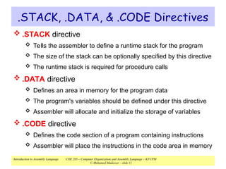 Static Data Section Assembly Code Introduction to Assembly language Programming.ppt