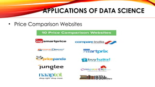 APPLICATIONS OF DATA SCIENCE
• Price Comparison Websites
 