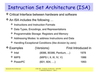 unit iv: instruction set architecture | cse211:... Digital principles and computer organisation -Instruction set ...