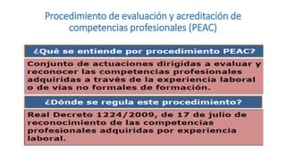 Procedimiento de evaluación y acreditación de
competencias profesionales (PEAC)

 