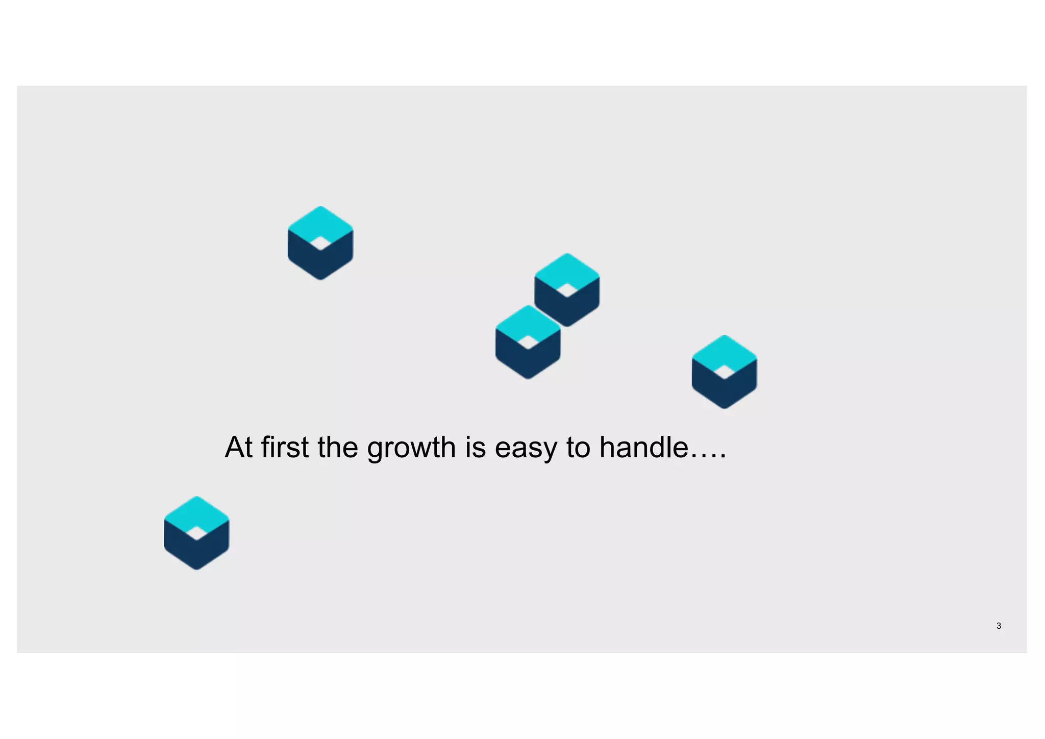 At first the growth is easy to handle….
3
 