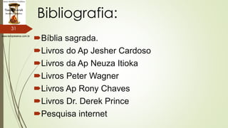 www.tempokairos.com.br
Bibliografia:
Bíblia sagrada.
Livros do Ap Jesher Cardoso
Livros da Ap Neuza Itioka
Livros Peter Wagner
Livros Ap Rony Chaves
Livros Dr. Derek Prince
Pesquisa internet
31
 