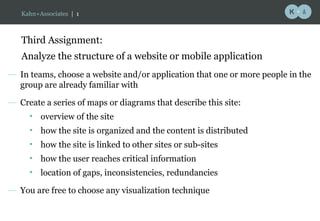 Third Assignment:  Analyze the structure of a website or mobile application ,[object Object],[object Object],[object Object],[object Object],[object Object],[object Object],[object Object],[object Object],Kahn+Associates  |   