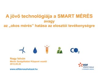 A jövő technológiája a SMART MÉRÉS
                     avagy
az „okos mérés” hatása az elosztói tevékenységre




   Nagy István
   Mérés Szolgáltatási Központ vezető
   2012.09.28

   www.edfdemaszhalozat.hu
 
