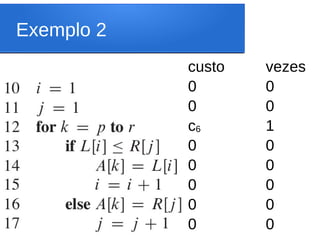 Exemplo 2
custo
0
0
c6
0
0
0
0
0
vezes
0
0
1
0
0
0
0
0
 