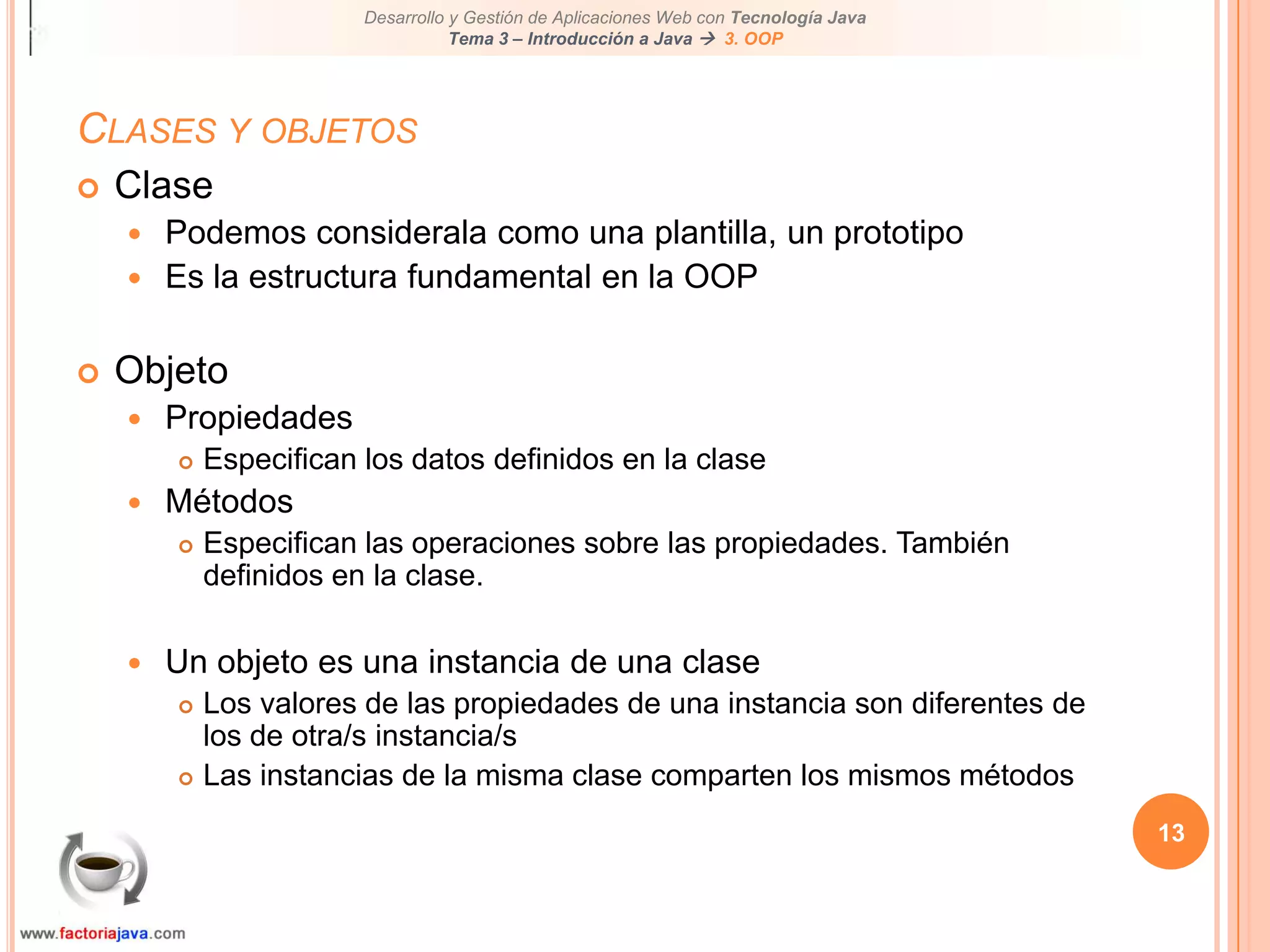 8Trabajando con clases built-inOOP trata de reproducir el mundo real, basándose en objetos.Estos objetos están definidos por sus:Propiedades (o características)Métodos (o acciones que pueden hacerse sobre ellos)Imaginemos un objeto COCHE:Propiedades: color, matrícula, número puertas, …Métodos: arrancar, parar, consultar kilómetros, …