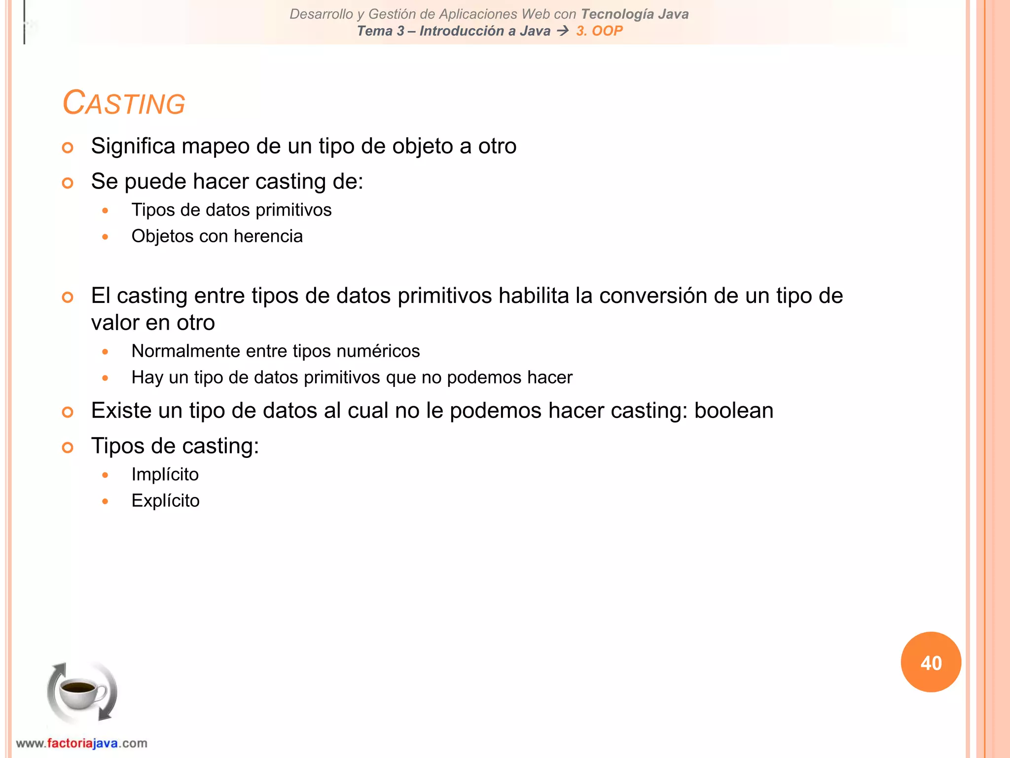 35Scope de una variableDetermina dónde es accesible la variable dentro del programa. Podemos hablar de ámbito de la variable.Determina, también y por tanto, el ciclo de vida de una variable, o cuánto tiempo estará ésta presente en memoriaEs determinado por el lugar de declaración de la variable dentro del programa