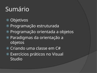 Introdução à Programação Orientada a Objetos com C# e Visual Studio | PPTX