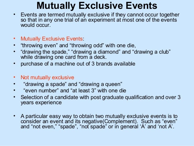 Two Mutually Exclusive Events Examples