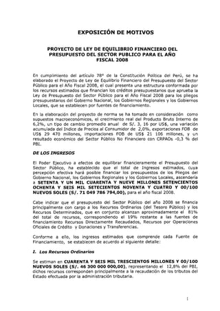 Proyecto De Ley 1545 De Equilibrio Finaciero 2008