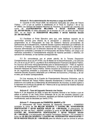 Proyecto De Ley 1545 De Equilibrio Finaciero 2008