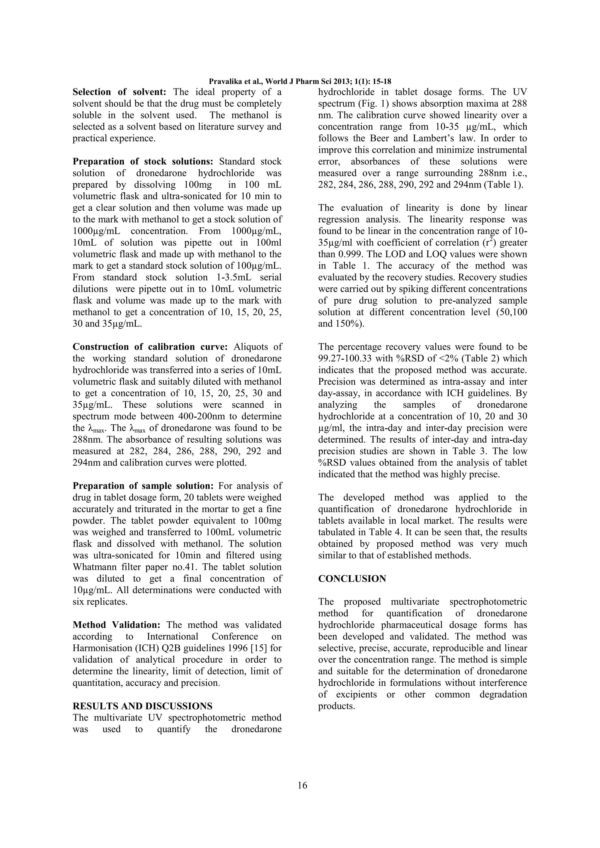 Spectrophotometric Estimation of Dronedarone Hydrochloride in ...