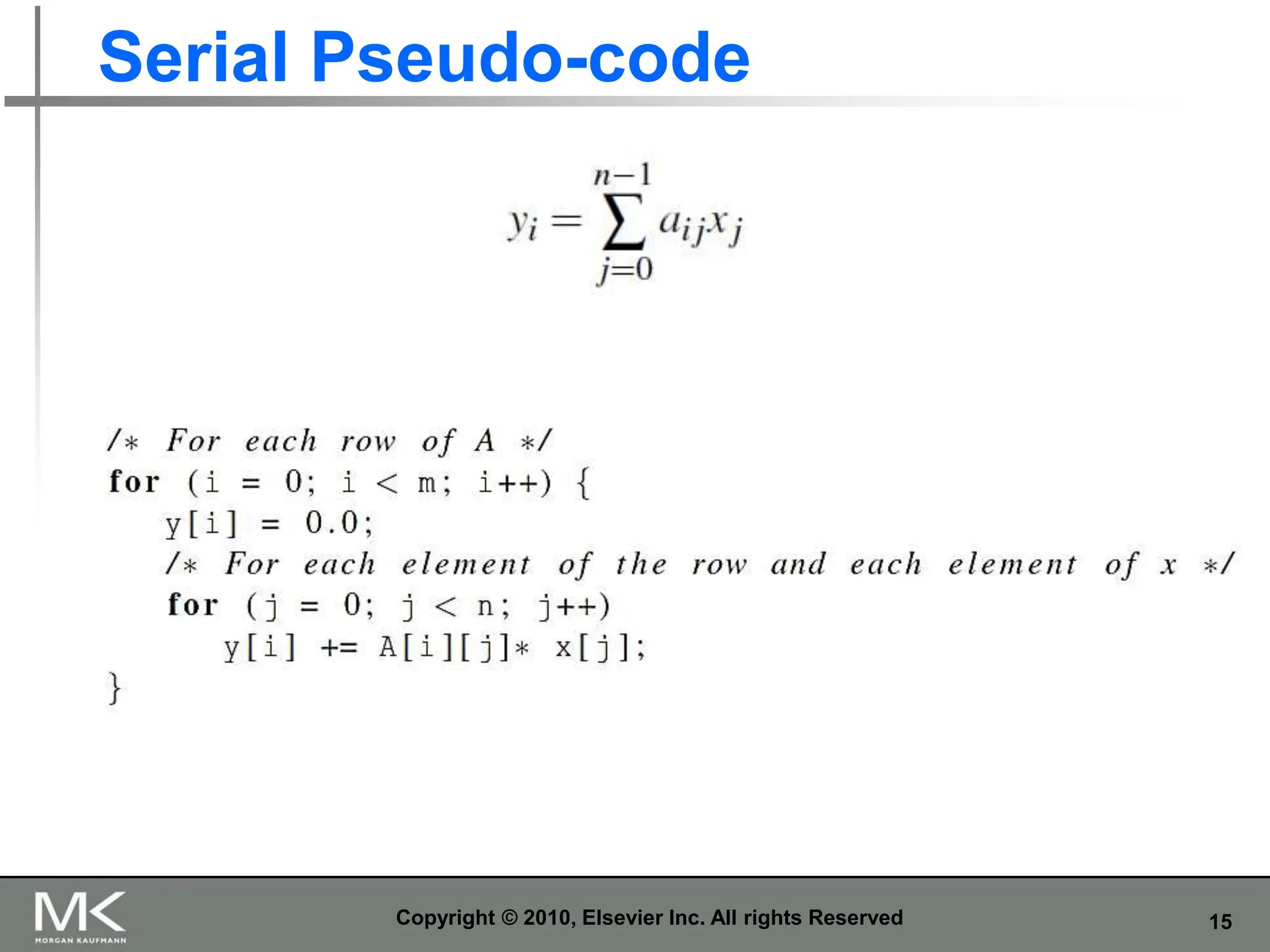 15
Serial Pseudo-code
Copyright © 2010, Elsevier Inc. All rights Reserved
 