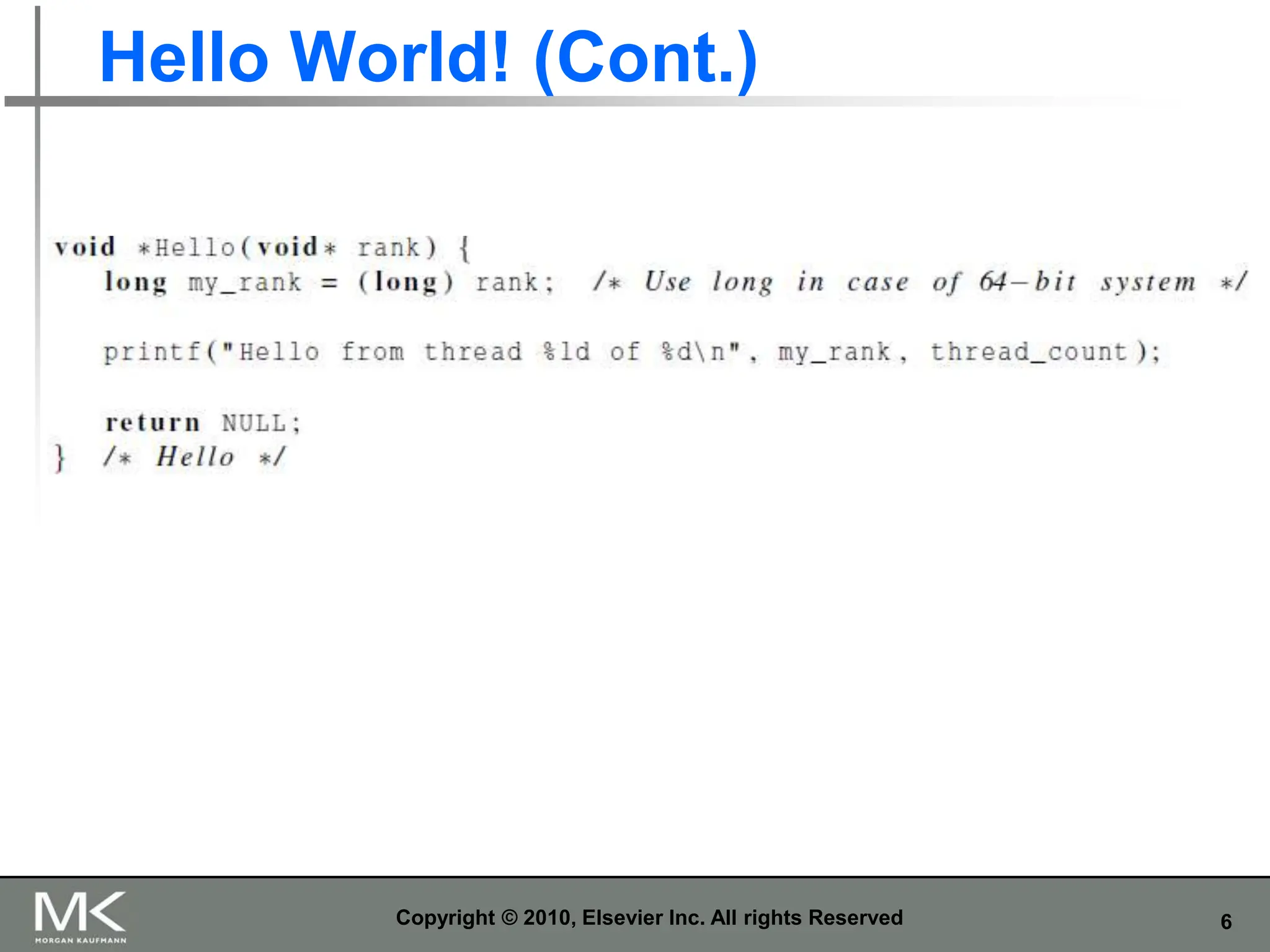 6
Hello World! (Cont.)
Copyright © 2010, Elsevier Inc. All rights Reserved
 