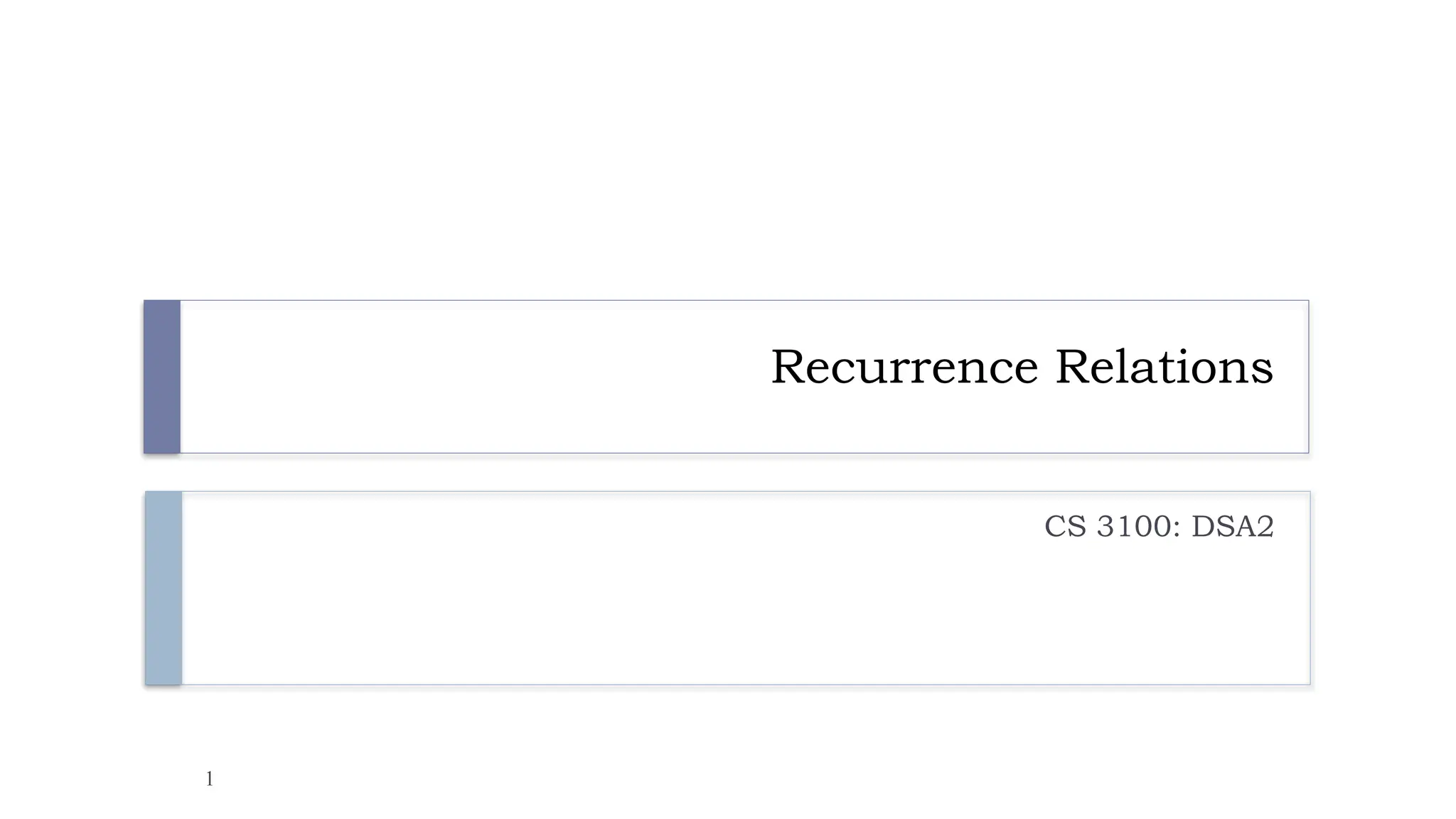 Recurrence Relations
CS 3100: DSA2
1
 