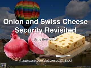 image-ware.com
Onion and Swiss Cheese
Security Revisited
Jerry Kott, OSCP
1
image-ware.com/static/esug2019.pdf
 