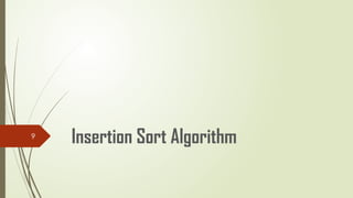 Selection Sort & Insertion Sorts Algorithms | PPTX