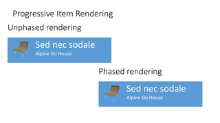 Progressive Item Rendering
Sed nec sodale
Alpine Ski House
Sed nec sodale
Alpine Ski House
 