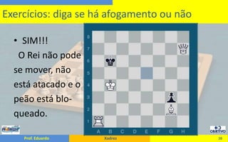 SIM!!!  O Rei não podese mover, nãoestá atacado e opeão está blo-queado.10Exercícios: diga se há afogamento ou não