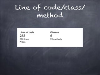 Line of code/class/
method
 