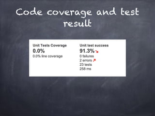 Code coverage and test
result
 