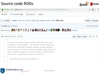 Source code RDDs
Spark and Scala
 