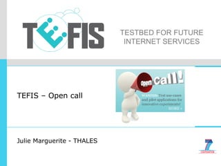 TESTBED FOR FUTURE
INTERNET SERVICES
TEFIS – Open call
Julie Marguerite - THALES
 