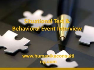 Situational Test & Behavioral Event Interview www.humanikaconsulting.com 