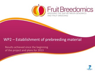 WP2 – Establishment of prebreeding material
Results achieved since the beginning
of the project and plans for 2013
 