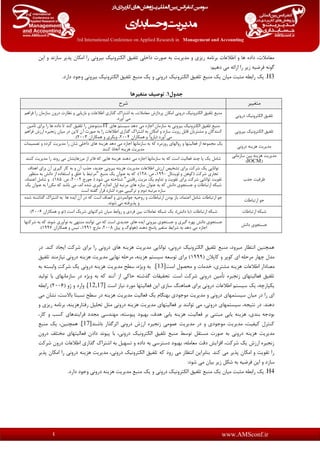 www.AMSconf.ir4
‫ایي‬ ٍ ‫وبقًؽ‬ ‫پؿیف‬ ‫اهکبى‬ ‫ـا‬ ‫ثیفًٍی‬ ‫الکتفًٍیک‬ ‫تلفیق‬ ‫ؼاغلی‬ ‫َِـت‬ ِ‫ث‬ ‫هؽیفیت‬ ٍ ‫ـیكی‬ ِ‫ثفًبه‬ ‫اطالػبت‬ ٍ ‫ّب‬ ُ‫ؼاؼ‬ ،‫هؼبهالت‬
‫اـ‬ ‫ـا‬ ‫قیف‬ ِ‫ففضی‬ ًَِ‫گ‬:‫ؼّین‬ ‫هی‬ ِ‫ائ‬
H3.‫ؼاـؼ‬ ‫ٍخَؼ‬ ‫ثیفًٍی‬ ‫الکتفًٍیک‬ ‫تلفیق‬ ‫هٌجغ‬ ‫یک‬ ٍ ‫ؼـًٍی‬ ‫الکتفًٍیک‬ ‫تلفیق‬ ‫هٌجغ‬ ‫یک‬ ‫هیبى‬ ‫هثجت‬ ِ‫ـاثط‬ ‫یک‬ .
‫جديل‬1‫متغیزَا‬ ‫تًصیف‬ .
‫هتغییف‬‫ٌفش‬
‫ؼـًٍی‬ ‫الکتفًٍیک‬ ‫تلفیق‬
‫ًظب‬ ٍ ‫ثبقیبثی‬ ٍ ‫اطالػبت‬ ‫گؿاـی‬ ‫اٌتفاک‬ ِ‫ث‬ ،‫هؼبهالت‬ ‫پفؼاقي‬ ‫اهکبى‬ ‫ؼـًٍی‬ ‫الکتفًٍیک‬ ‫تلفیق‬ ‫هٌجغ‬‫ففاّن‬ ‫ـا‬ ‫وبقهبى‬ ‫ؼـٍى‬ ‫ـت‬
.‫آٍـؼ‬ ‫هی‬
‫ثیفًٍی‬ ‫الکتفًٍیک‬ ‫تلفیق‬
‫ّبی‬ ‫ویىتن‬ ‫ؼّؽ‬ ‫هی‬ ُ‫اخبق‬ ‫وبقهبى‬ ِ‫ث‬ ‫ثیفًٍی‬ ‫الکتفًٍیک‬ ‫تلفیق‬ ‫هٌجغ‬IT‫تأهیي‬ ‫ثفای‬ ‫ـا‬ ‫ّب‬ ُ‫ؼاؼ‬ ‫تب‬ ‫کٌؽ‬ ‫تلفیق‬ ‫ـا‬ ً‫هتٌَػ‬
‫هیب‬ ‫ؼـ‬ ‫الیي‬ ‫آى‬ ‫َِـت‬ ِ‫ث‬ ‫ـا‬ ‫اطالػبت‬ ‫گؿاـی‬ ‫اٌتفاک‬ ِ‫ث‬ ‫اهکبى‬ ٍ ‫وبقؼ‬ ‫ـٍیت‬ ‫قبثل‬ ‫هٍتفیبى‬ ٍ ‫کٌٌؽگبى‬‫ففاّن‬ ‫اـقي‬ ُ‫قًدیف‬ ‫ى‬
‫ّوکبـاى‬ ٍ ‫(ثبـٍآ‬ ‫آٍـؼ‬ ‫هی‬2224‫ّوکبـاى‬ ٍ ‫ٍیکفی‬ ،2223.)
‫ؼـًٍی‬ ٌِ‫ّكی‬ ‫هؽیفیت‬
‫تّویوبت‬ ٍ ُ‫کفؼ‬ ‫هؽیفیت‬ ‫ـا‬ ‫ٌبى‬ ‫ؼاغلی‬ ‫ّبی‬ ٌِ‫ّكی‬ ‫ؼّؽ‬ ‫هی‬ ُ‫اخبق‬ ‫وبقهبًْب‬ ِ‫ث‬ ِ‫ک‬ ُ‫ـٍقهف‬ ‫ـٍالْبی‬ ٍ ‫فؼبلیتْب‬ ‫اق‬ ِ‫هدوَػ‬ ‫یک‬
‫کٌٌؽ‬ ‫اتػبؾ‬ ٌِ‫ّكی‬ ‫هؽیفیت‬
‫وبقهبًی‬ ‫ثیي‬ ٌِ‫ّكی‬ ‫هؽیفیت‬
(IOCM)
‫کٌٌؽ‬ ‫هؽیفیت‬ ‫ـا‬ ‫ـًٍؽ‬ ‫هی‬ ‫هفقّبیٍبى‬ ‫اق‬ ‫فبتف‬ ِ‫ک‬ ‫ّبیی‬ ٌِ‫ّكی‬ ‫ؼٌّؽ‬ ‫هی‬ ُ‫اخبق‬ ‫وبقهبًْب‬ ِ‫ث‬ ِ‫ک‬ ‫اوت‬ ‫فؼبلیت‬ ‫زٌؽ‬ ‫یب‬ ‫یک‬ ‫ٌبهل‬
‫خؿة‬ ‫ظففیت‬
‫اّؽاف‬ ‫ثفای‬ ‫آى‬ ‫گیفی‬ ‫کبـ‬ ِ‫ث‬ ٍ ‫آى‬ ‫خؿة‬ ،‫خؽیؽ‬ ‫ثیفًٍی‬ ٌِ‫ّكی‬ ‫هؽیفیت‬ ‫اطالػبت‬ ‫اـقي‬ ُ‫تٍػی‬ ‫ثفای‬ ‫ٌفکت‬ ‫یک‬ ‫تَاًبیی‬
‫لَیٌتبل‬ ٍ ‫(کَّي‬ ‫ٌفکت‬ ‫تدبـی‬1992.َ ،128‫هٌجغ‬ ‫یک‬ ‫ػٌَاى‬ ِ‫ث‬ ِ‫ک‬ .)"‫هٌظَـ‬ ِ‫ث‬ ًً‫ؼا‬ ‫اق‬ ُ‫اوتفبؼ‬ ٍ ‫غلق‬ ‫ثب‬ ‫هفتجط‬
‫ـقبثتی‬ ‫هكیت‬ ‫یک‬ ‫تؽاٍم‬ ٍ ‫تقَیت‬ ‫ثفای‬ ‫ٌفکت‬ ‫تَاًبیی‬ ‫تقَیت‬"‫خَـج‬ ( ‫ٌَؼ‬ ‫هی‬ ِ‫ٌٌبغت‬2222.َ ،185،‫اػتوبؼ‬ ‫ٌبهل‬ ٍ .)
ُ‫ٌؽ‬ ‫گیفی‬ ُ‫اًؽاق‬ ‫اٍل‬ ِ‫هفتج‬ ‫ّبی‬ ُ‫وبق‬ ‫ػٌَاى‬ ِ‫ث‬ ِ‫ک‬ ًً‫ؼا‬ ‫خىتدَی‬ ٍ ‫اـتجبطبت‬ ِ‫ٌجک‬‫یک‬ ‫ػٌَاى‬ ِ‫ث‬ ‫هکفـا‬ ِ‫ک‬ ‫ثبٌؽ‬ ‫هی‬ ،‫اًؽ‬
‫اوت‬ ِ‫گفت‬ ‫قفاـ‬ ُ‫اٌبـ‬ ‫هَـؼ‬ ‫تفکیجی‬ ٍ ‫ؼٍم‬ ِ‫هفتج‬ ُ‫وبق‬
‫اـتجبطبت‬ َ‫خ‬
ُ‫ٌؽ‬ ِ‫گؿاٌت‬ ‫اٌتفاک‬ ِ‫ث‬ ‫ّب‬ ُ‫ایؽ‬ ‫آى‬ ‫ؼـ‬ ِ‫ک‬ ‫اوت‬ ‫اًّبف‬ ٍ ‫خَاًوفؼی‬ ِ‫ـٍضی‬ ٍ ،‫اـتجبطبت‬ ‫ثَؼى‬ ‫ثبق‬ ،‫اػتوبؼ‬ ‫ٌبهل‬ ‫اـتجبطبت‬ َ‫خ‬
.‫ًٌَؽ‬ ‫هی‬ ِ‫پؿیففت‬ ٍ
‫اـتجبطبت‬ ِ‫ٌجک‬‫اـتجبطبت‬ ِ‫ٌجک‬‫ّوکبـاى‬ ٍ َ‫(ت‬ ‫اوت‬ ‫ٌفیک‬ ‫ٌفکتْبی‬ ‫هیبى‬ ‫ـٍاثط‬ ٍ ‫ففؼی‬ ‫ثیي‬ ‫تؼبهالت‬ ِ‫ٌجک‬ ‫یک‬ ،)ًً‫ؼا‬ ‫(یب‬2226.)
ًً‫ؼا‬ ‫خىتدَی‬
‫ٌفکتْب‬ ِ‫ث‬ ِ‫ک‬ ‫ًٌَؽ‬ ‫ًَآٍـی‬ ِ‫ث‬ ‫هٌتْی‬ ‫تَاًٌؽ‬ ‫هی‬ ِ‫ک‬ ‫اوت‬ ‫خؽیؽی‬ ‫ّبی‬ ُ‫ایؽ‬ ‫ثیفًٍی‬ ‫خىتدَی‬ ٍ ‫گیفی‬ ُ‫ثْف‬ ًً‫ؼا‬ ‫خىتدَی‬
‫پیل‬ ٍ ‫(َّلَگ‬ ‫ؼٌّؽ‬ ‫پبوع‬ ‫هتغیف‬ ‫ٌفایط‬ ِ‫ث‬ ‫ؼّؽ‬ ‫هی‬ ُ‫اخبق‬2228‫هبـذ‬ ،1991‫ّوکبـاى‬ ٍ ‫تیه‬ ،1997.)
‫ؼـ‬ .‫کٌؽ‬ ‫ایدبؼ‬ ‫ٌفکت‬ ‫ثفای‬ ‫ـا‬ ‫ؼـًٍی‬ ‫ّبی‬ ٌِ‫ّكی‬ ‫هؽیفیت‬ ‫تَاًبیی‬ ،‫ؼـًٍی‬ ‫الکتفًٍیک‬ ‫تلفیق‬ ‫هٌجغ‬ ،‫هیفٍؼ‬ ‫اًتظبـ‬ ‫ّوسٌیي‬
( ‫کبپالى‬ ٍ ‫کَپف‬ ‫ای‬ ِ‫هفضل‬ ‫زْبـ‬ ‫هؽل‬1999‫تلفیق‬ ‫ًیبقهٌؽ‬ ‫ؼـًٍی‬ ٌِ‫ّكی‬ ‫هؽیفیت‬ ‫ًْبیی‬ ِ‫هفضل‬ ،ٌِ‫ّكی‬ ‫ویىتن‬ ِ‫تَوؼ‬ ‫ثفای‬ )
‫ه‬‫اوت‬ ‫هطَّل‬ ٍ ‫غؽهبت‬ ،‫هٍتفی‬ ٌِ‫ّكی‬ ‫اطالػبت‬ ‫ؼٌبؼاـ‬[13]ِ‫ث‬ ِ‫ٍاثىت‬ ‫ٌفکت‬ ‫یک‬ ‫ؼـًٍی‬ ٌِ‫ّكی‬ ‫هؽیفیت‬ ‫وطص‬ ،ُ‫ِیم‬ٍ ِ‫ث‬ .
‫تَلیؽ‬ ‫ثب‬ ‫وبقهبًْبی‬ ‫ؼـ‬ ُ‫ٍیم‬ ِ‫ث‬ ِ‫ک‬ ‫آًٌؽ‬ ‫اق‬ ‫ضبکی‬ ِ‫گؿٌت‬ ‫تطقیقبت‬ .‫اوت‬ ‫ٌفکت‬ ‫ؼـًٍی‬ ‫تأهیي‬ ُ‫قًدیف‬ ‫فؼبلیتْبی‬ ‫تلفیق‬
‫وبقی‬ ‫ّوبٌّگ‬ ‫ثفای‬ ‫ؼـًٍی‬ ‫اطالػبت‬ ‫ویىتن‬ ‫یک‬ ،ِ‫یکپبـز‬‫فؼبلیتْب‬ ‫ایي‬‫اوت‬ ‫ًیبق‬ ‫هَـؼ‬[12,17]( ٍ‫ل‬ ٍ ‫ٍاـؼ‬ .2226ِ‫ـاثط‬ )
‫هی‬ ‫ًٍبى‬ ،‫ثبالوت‬ ‫ًىجتب‬ ‫وطص‬ ‫ؼـ‬ ٌِ‫ّكی‬ ‫هؽیفیت‬ ‫فؼبلیت‬ ‫یک‬ ‫ثٌْگبم‬ ‫هَخَؼی‬ ‫هؽیفیت‬ ٍ ‫ؼـًٍی‬ ‫ویىتوْبی‬ ‫هیبى‬ ‫ؼـ‬ ‫ـا‬ ‫ای‬
‫ـفتبـّكی‬ ‫تطلیل‬ ‫هثل‬ ‫ؼـًٍی‬ ٌِ‫ّكی‬ ‫هؽیفیت‬ ‫فؼبلیتْبی‬ ‫ثف‬ ‫تَاًٌؽ‬ ‫هی‬ ،‫ؼـًٍی‬ ‫ویىتوْبی‬ ،ِ‫ًتید‬ ‫ؼـ‬ .‫ؼٌّؽ‬ٍ ‫ـیكی‬ ِ‫ثفًبه‬ ،ٌِ
،‫کبـ‬ ٍ ‫کىت‬ ‫ففایٌؽّبی‬ ‫هدؽؼ‬ ‫هٌْؽوی‬ ،ِ‫پیَوت‬ ‫ثْجَؼ‬ ،‫ّؽف‬ ‫یبثی‬ ٌِ‫ّكی‬ ،‫فؼبلیت‬ ‫ثف‬ ‫هجتٌی‬ ‫یبثی‬ ٌِ‫ّكی‬ ،‫ثٌؽی‬ ِ‫ثَؼخ‬
‫ثبٌٌؽ‬ ‫اثفگؿاـ‬ ‫ؼـًٍی‬ ‫اـقي‬ ُ‫قًدیف‬ ‫ػوَهی‬ ‫هؽیفیت‬ ‫ؼـ‬ ٍ ‫هَخَؼی‬ ‫هؽیفیت‬ ،‫کیفیت‬ ‫کٌتفل‬[17]‫هٌجغ‬ ‫یک‬ ،‫ّوسٌیي‬ .
‫تَوط‬ ‫هىتقل‬ ‫َِـت‬ ِ‫ث‬ ‫ؼـًٍی‬ ٌِ‫ّكی‬ ‫هؽیفیت‬‫ؼـٍى‬ ‫هػتلف‬ ‫فؼبلیتْبی‬ ‫ؼاؼى‬ ‫پیًَؽ‬ ‫ثب‬ ،‫ؼـًٍی‬ ‫الکتفًٍیک‬ ‫تلفیق‬ ‫هٌجغ‬
‫ٌفکت‬ ‫ؼـٍى‬ ‫اطالػبت‬ ‫گؿاـی‬ ‫اٌتفاک‬ ِ‫ث‬ ‫تىْیل‬ ٍ ُ‫ؼاؼ‬ ِ‫ث‬ ‫ؼوتفوی‬ ‫ثْجَؼ‬ ،ِ‫هؼبهل‬ ‫ؼقت‬ ً‫افكای‬ ،‫ٌفکت‬ ‫یک‬ ‫اـقي‬ ُ‫قًدیف‬
‫ّكی‬ ‫هؽیفیت‬ ،‫ؼـًٍی‬ ‫الکتفًٍیک‬ ‫تلفیق‬ ِ‫ک‬ ‫ـٍؼ‬ ‫هی‬ ‫اًتظبـ‬ ‫ثٌبثفایي‬ .‫کٌؽ‬ ‫هی‬ ‫پؿیف‬ ‫اهکبى‬ ٍ ‫تقَیت‬ ‫ـا‬‫پؿیف‬ ‫اهکبى‬ ‫ـا‬ ‫ؼـًٍی‬ ٌِ
:‫ٌَؼ‬ ‫هی‬ ‫ثیبى‬ ‫قیف‬ ‫ٌکل‬ ِ‫ث‬ ِ‫ففضی‬ ‫ایي‬ ٍ ‫وبقؼ‬
H4.‫ؼاـؼ‬ ‫ٍخَؼ‬ ‫ؼـًٍی‬ ٌِ‫ّكی‬ ‫هؽیفیت‬ ‫هٌجغ‬ ‫یک‬ ٍ ‫ؼـًٍی‬ ‫الکتفًٍیک‬ ‫تلفیق‬ ‫هٌجغ‬ ‫یک‬ ‫هیبى‬ ‫هثجت‬ ِ‫ـاثط‬ ‫یک‬ .
 