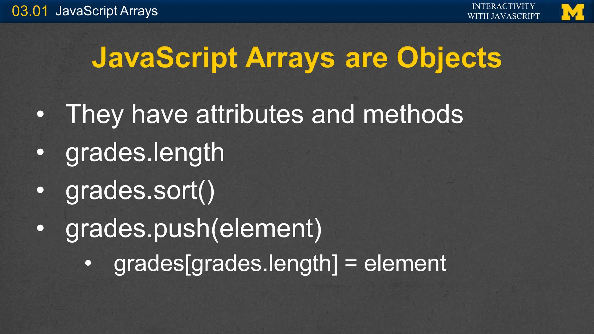 Javascript Arrays related PowerPoint slide set | PPT