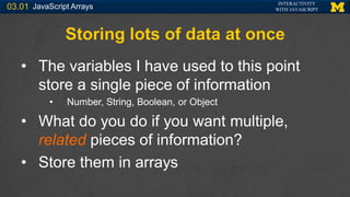 Javascript Arrays related PowerPoint slide set | PPT