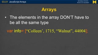 Javascript Arrays related PowerPoint slide set | PPT
