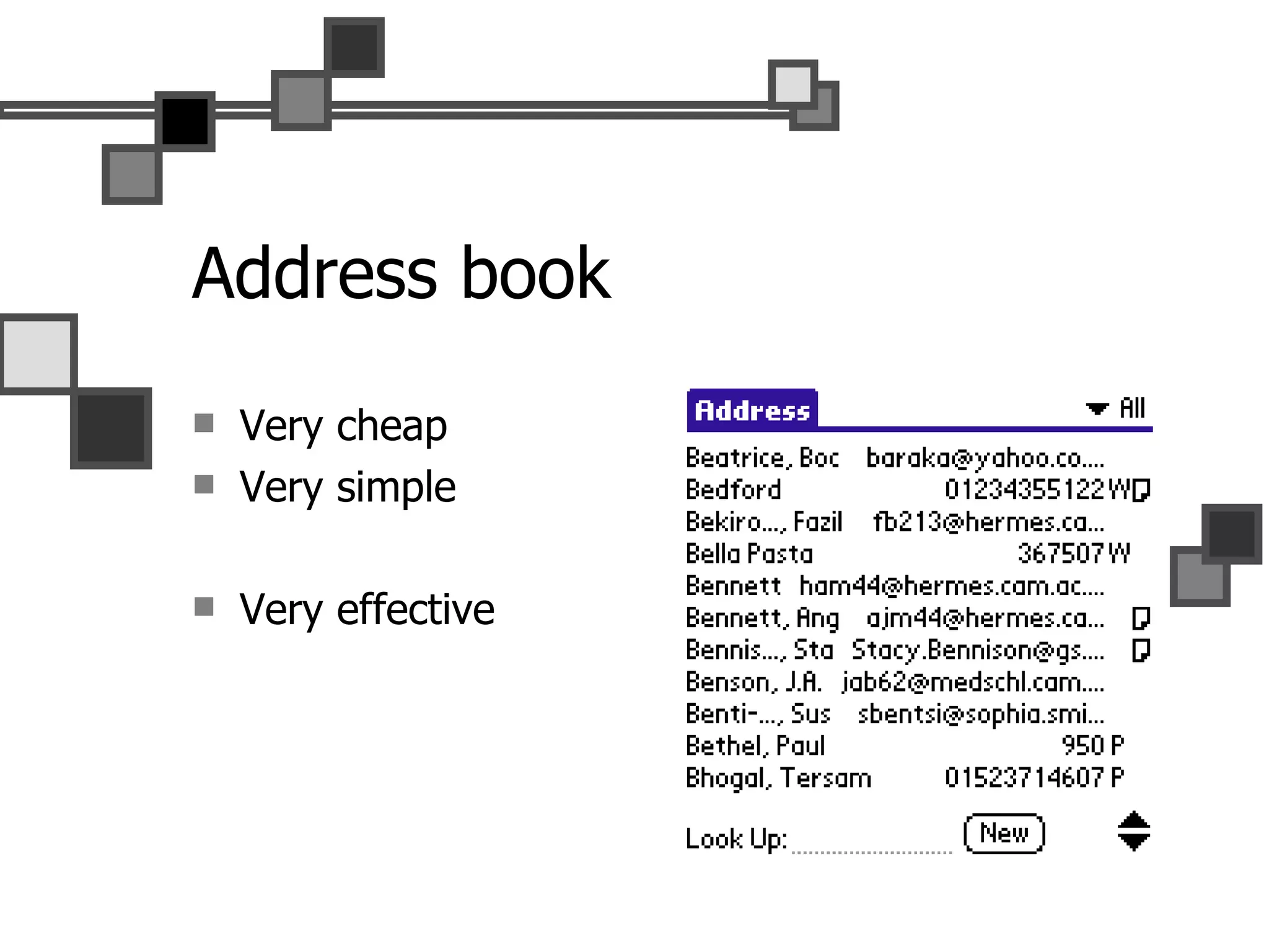 Address book Very cheap Very simple Very effective 