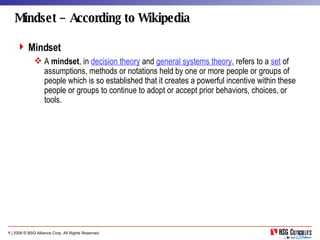 Mindset – According to Wikipedia ,[object Object],[object Object]