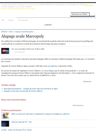 Alapage avale Marcopoly ZDNet