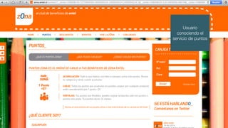 Usuario
conociendo el
servicio de puntos
 