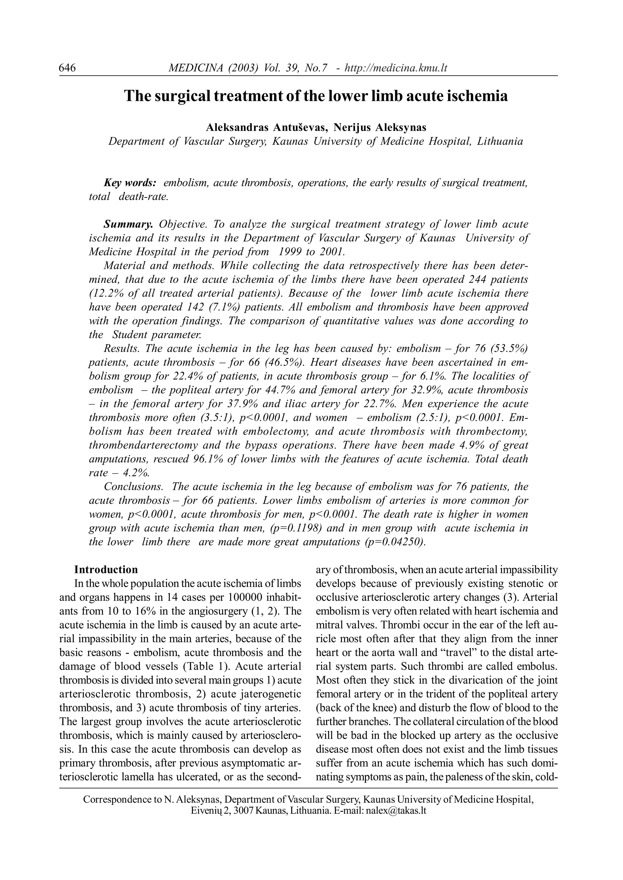 Lower limb ischemia | PDF