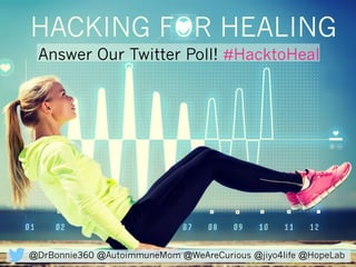 HACKING FOR HEALING
Answer Our Twitter Poll! #HacktoHeal
@DrBonnie360 @AutoimmuneMom @WeAreCurious @jiyo4life @HopeLab
 