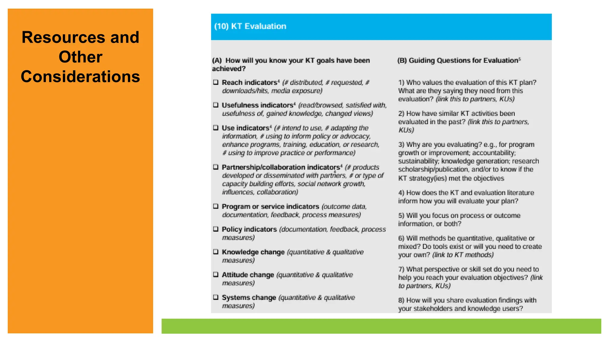Resources and
Other
Considerations
 