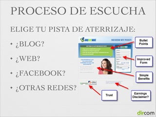 PROCESO DE ESCUCHA
ELIGE TU PISTA DE ATERRIZAJE:	

✦

¿BLOG?	


✦

¿WEB?	


✦

¿FACEBOOK?	


✦

¿OTRAS REDES?

 
