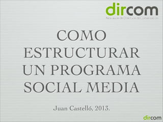 COMO
ESTRUCTURAR
UN PROGRAMA
SOCIAL MEDIA
Juan Castelló, 2013.

 