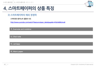 Copyright © 2014 SmartPairing. All rights reserved.25 37
3) 스마트페이퍼의 해외 경쟁력
4. 스마트페이퍼의 상품 특징
가. Evernote and molskine
나. Shot note
다. camiapp
라. Mano paper
스마트폰과 종이노트 결합의 시도
http://www.youtube.com/watch?feature=player_detailpage&v=4YeVxMNUmo8
 