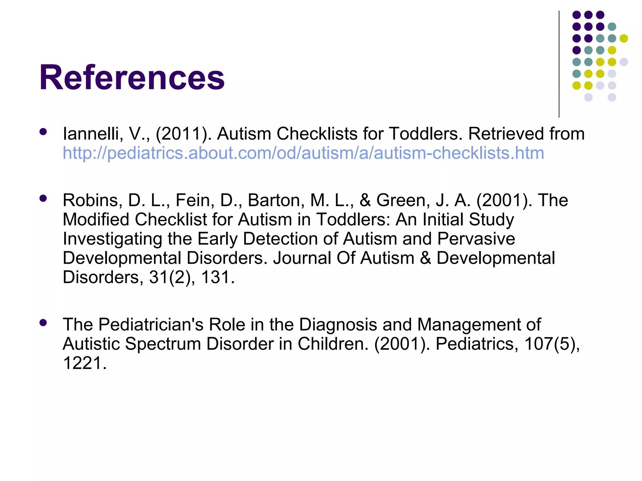 Checklist for Autism in Toddlers (Chat) PPT