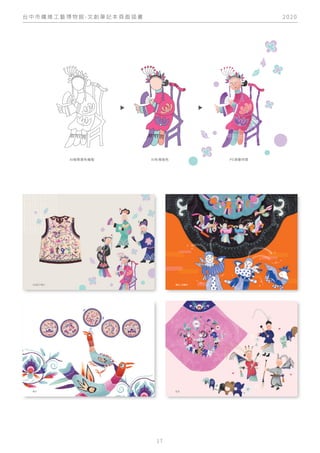 2 0 2 0
台 中 市 纖 維 工 藝 博 物 館 - 文 創 筆 記 本 頁 面 插 畫
1 7
AI線條單色繪製 AI色塊填色 PS漸層材質
 