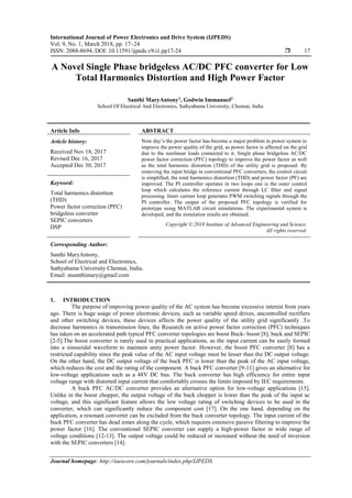 A Novel Single Phase bridgeless AC/DC PFC converter for Low Total ...