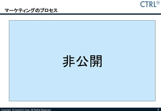 マーケティングのプロセス




                                                   非公開


Copyright © Control A Corp. All Rights Reserved.         8
 